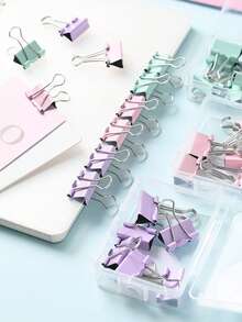 8 件 19 毫米马卡龙色休闲蝴蝶纸夹，4 件 - 彩色 - 查看 1