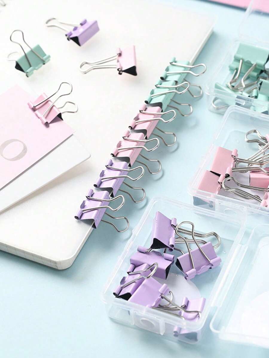 8 件 19 毫米马卡龙色休闲蝴蝶纸夹，4 件 - 彩色 - 查看 1