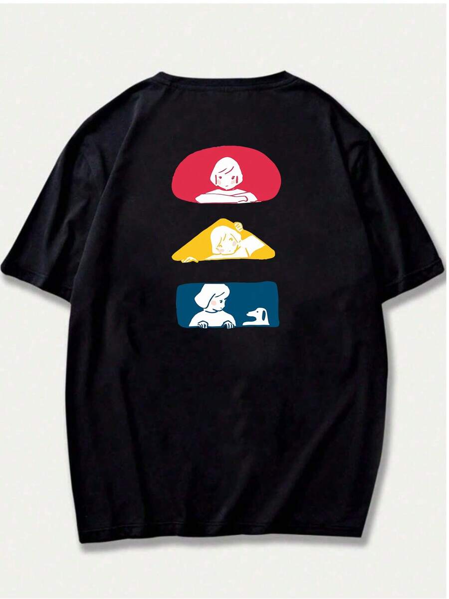 Art T-Shirt Girl Unisex T-Shirt Fashion Printed Basic - màu đen - Xem 1