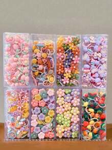 30pcs/Pack Random Color Angel Princess Flower Hair Scrunchies Set