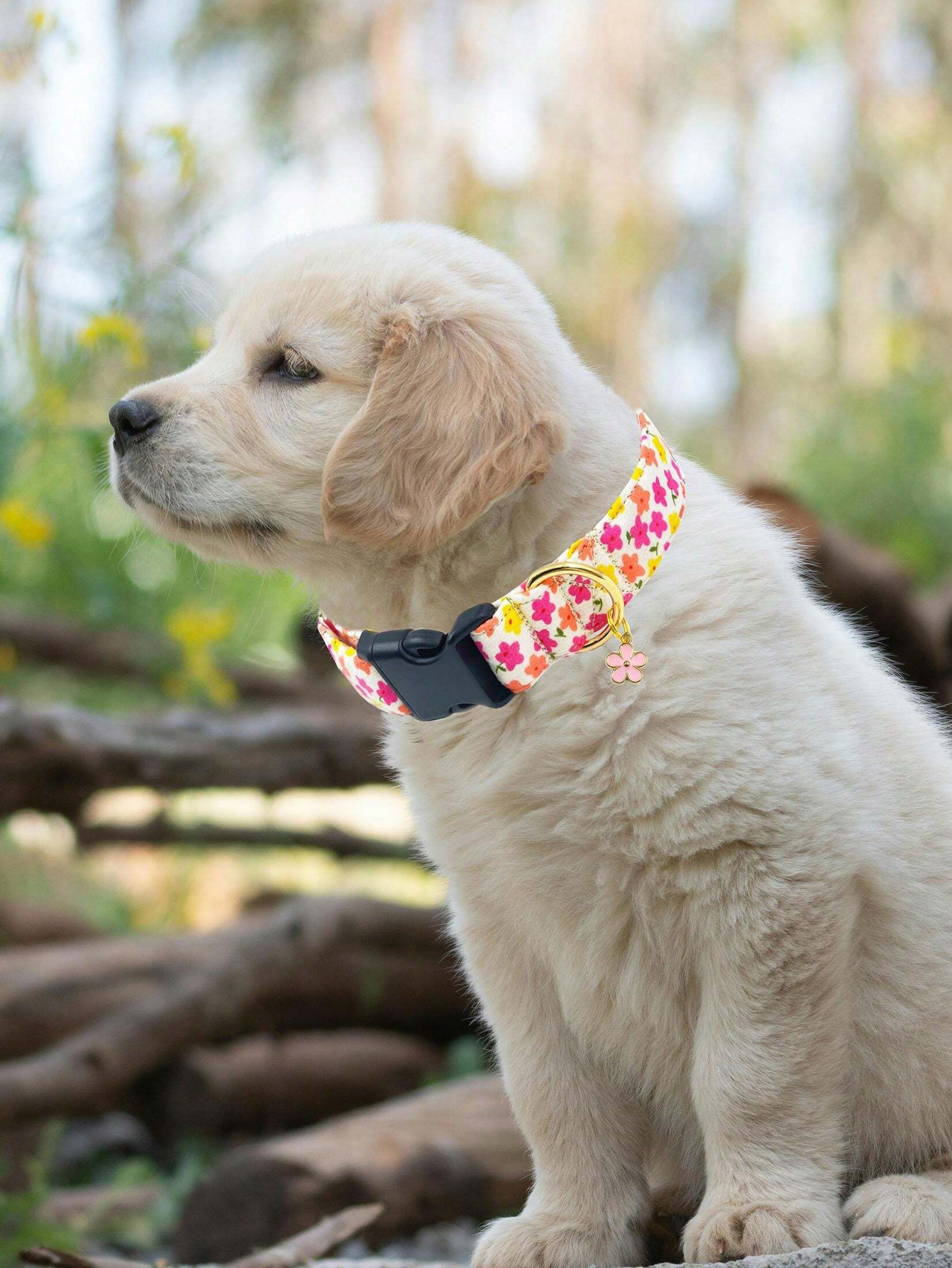 1pc Cute Floral Dog Collars For Female Male Small Medium Large Dogs