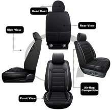 For Toyota Corolla 2020-2023 LE SE Leather Car Seat Covers Full Set Front Rear - Black - View 10