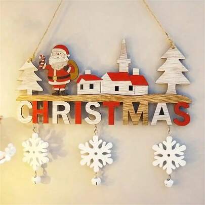 1pc, Wooden Christmas Decorations, Santa Claus, Reindeer, Snowman, Merry Christmas Wall Signs, Door Hanging Decorations Suitable For Indoor And Outdoor Walls And Christmas Tree Decorations, Christmas Party Supplies, And Restaurant Holiday Decorations, Handmade Wooden Decorations Without Electricity (Santa Claus)