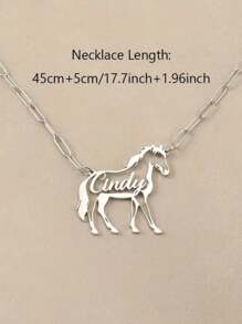 1 pieza Collar con cabeza de caballo personalizado con iniciales en plata, opción de varios estilos. Joya multiusos para uso diario que encantará a los fanáticos de los caballos. Es una buena opción de regalo para mujeres, amigos, hermanos, familia y parejas, especialmente para el Día de San Valentín.