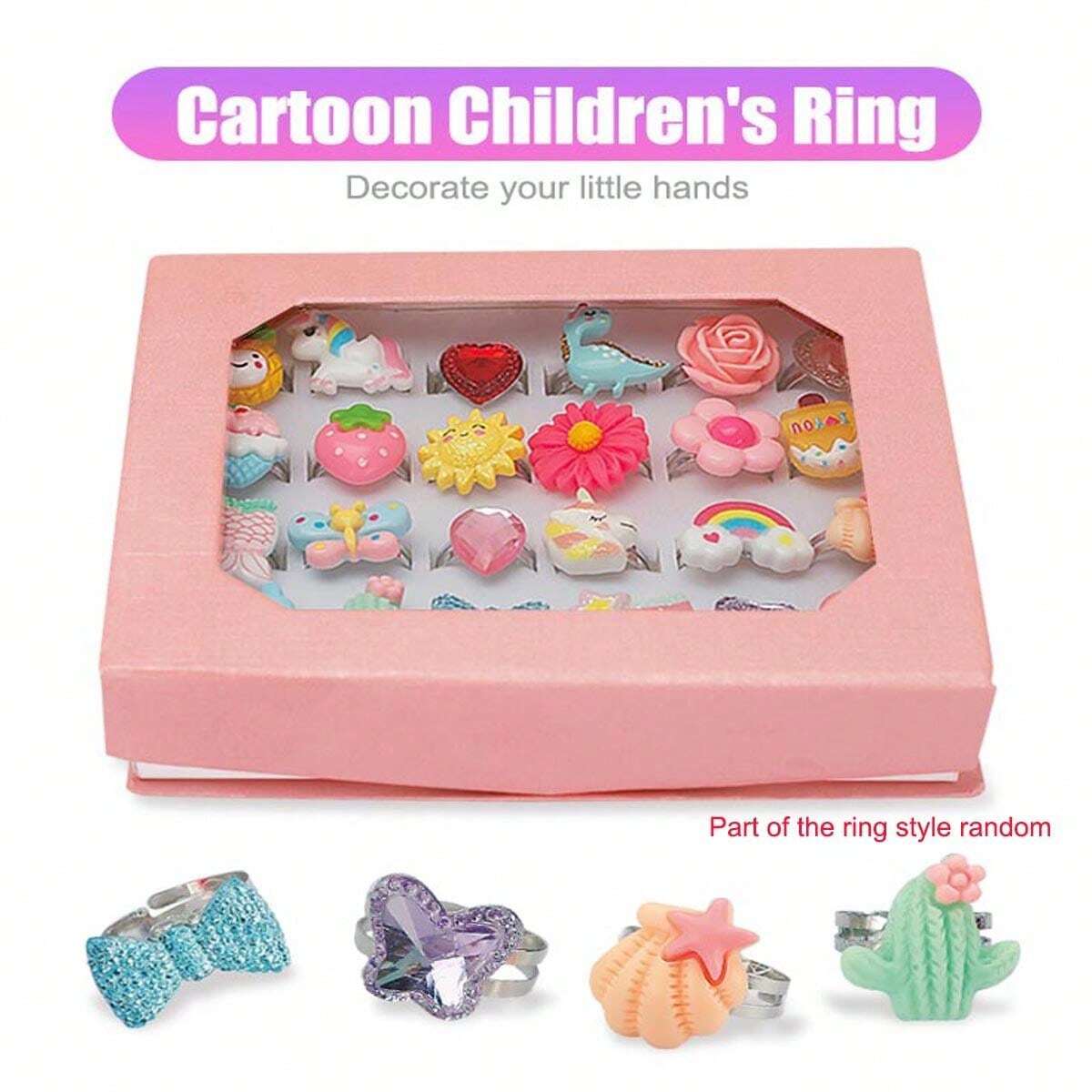 10 Bagues Réglables Pour Enfants - Jeu De Rôle Princesse | Styles Aléatoires Colorés