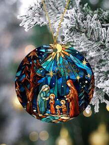 1pc Acrylic Round Hanging Ornament, Birthday Of God, Tree Decoration, Window Hanging Gift, Jesus Decoration,Home Decor ,Room Decor,Wall Decor Christmas Decorations Christmas - Multicolor - View 3