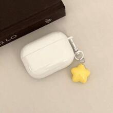 1pc Apple AirPods Glitter Protective Case With Star Charm - White - View 3