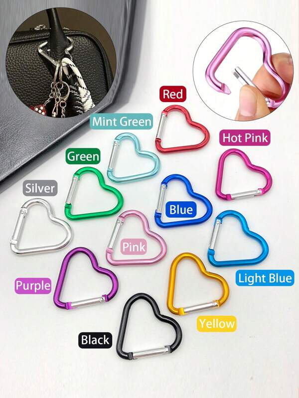 Moschettoni a forma di cuore, fermachiavi con gancio a scatto in alluminio, fermachiavi con molla di bloccaggio automatico per pesca, trekking, viaggi, casa, running, avventure e campeggio