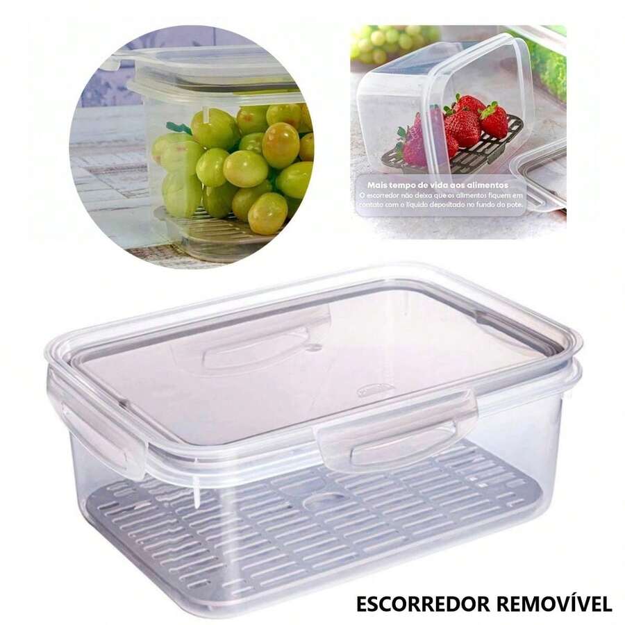 Airtight Containers Kit With Drainer For Refrigerator Stackable Set 6