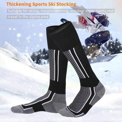 1 Pair Ski Socks, Outdoor Men's Tall Socks, Women's Thick Warm Socks For Hiking, Autumn/Winter