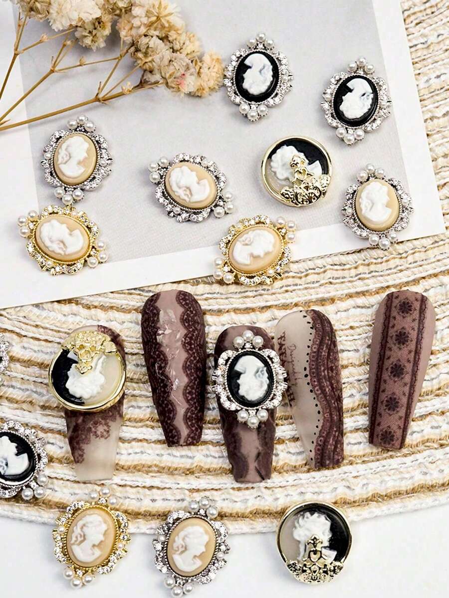 3 món đồ trang trí móng tay hình người theo phong cách Baroque DIY nghệ thuật trang trí móng tay mùa thu - Nhiều màu - Xem 1