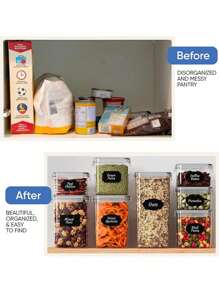 3/5/6/7/9/10/11/12/15/24pcs Stackable Large Capacity Food Storage Container With Lid, Coffee Storage Container, Multi-Functional And Reusable Food Storage Sealed Box, Used For Flour, Sugar, Dried Fruits, And Pasta, Kitchen Sorting And Storage, Kitchen Accessories