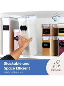 3/5/6/7/9/10/11/12/15/24pcs Stackable Large Capacity Food Storage Container With Lid, Coffee Storage Container, Multi-Functional And Reusable Food Storage Sealed Box, Used For Flour, Sugar, Dried Fruits, And Pasta, Kitchen Sorting And Storage, Kitchen Accessories