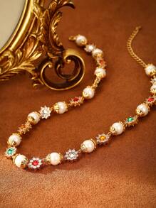 1 chiếc vòng cổ hạt vàng mạ đồng thời trang và sang trọng, thích hợp cho hàng ngày, đám cưới, tiệc tùng và nhiều dịp khác, được đóng gói trong túi vải nỉ - Nhiều màu - Xem 4