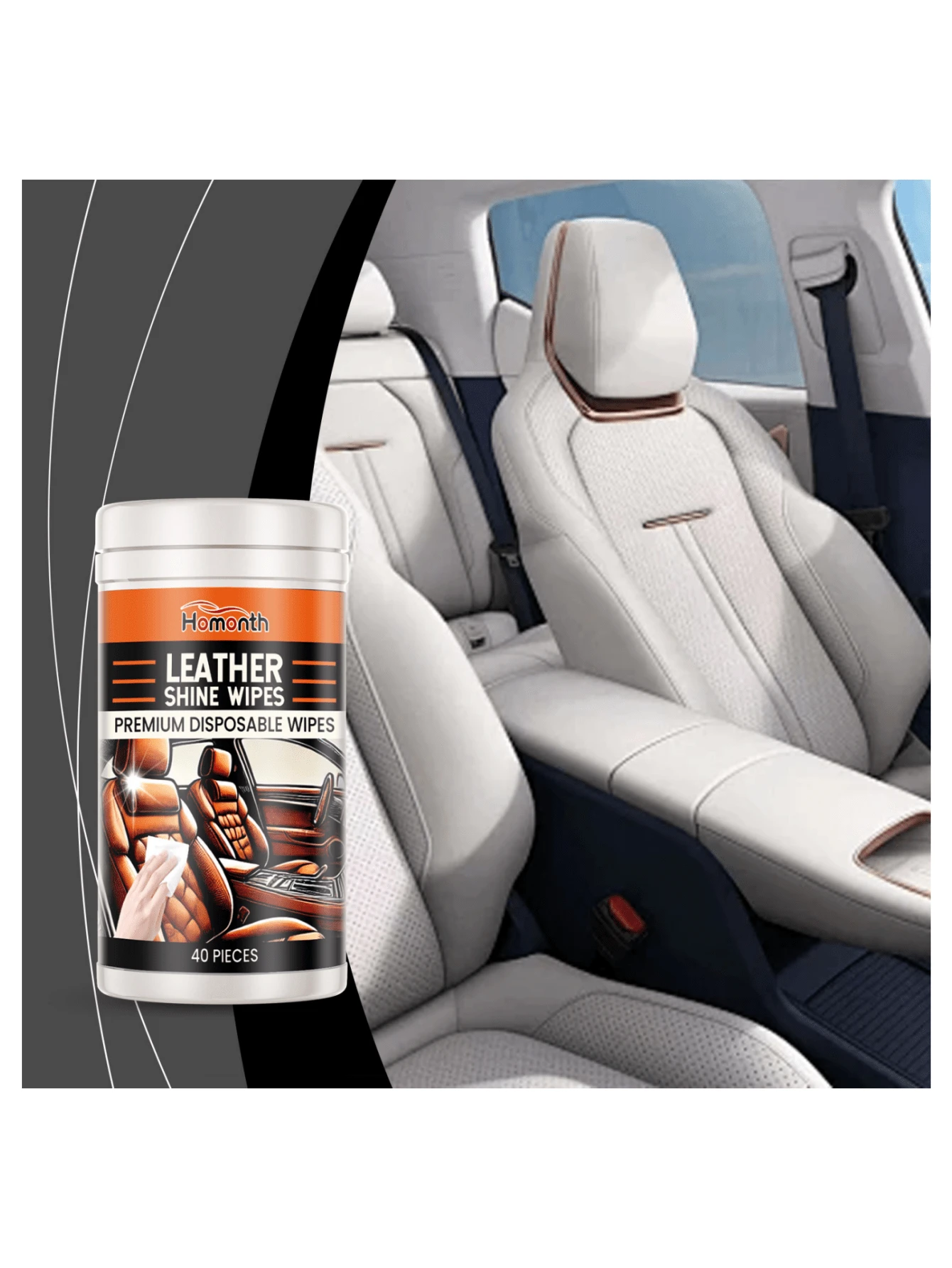 Automotive Leather Cleaning Wet Wipes, Leather Interior Brightening