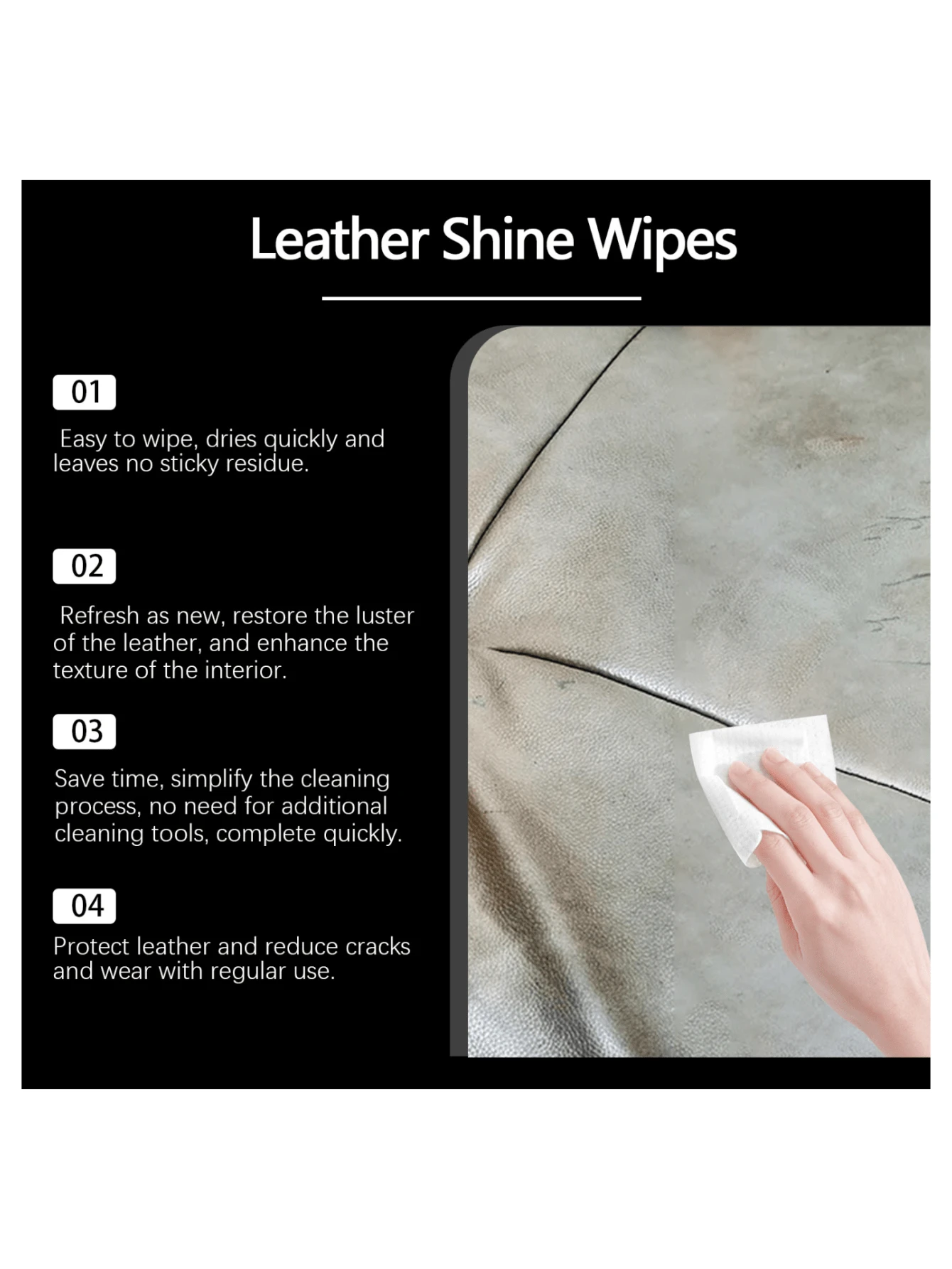 Automotive Leather Cleaning Wet Wipes, Leather Interior Brightening