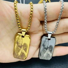 Collar de acero inoxidable personalizado con foto - Colgante con retrato grabado personalizado, perfecto para regalos del Día de la Madre y Navidad