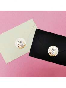 500pcs/Roll Round Floral "Thank You" Self-Adhesive Stickers For Birthday Gift, Party, Wedding Card DIY Decor, Waterproof PVC Unsticky Labels Back To School