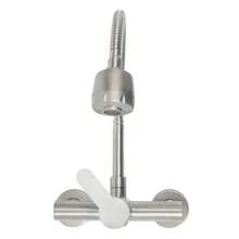 Wall Mounted Faucet, Single Lever Kitchen Mixer Tap, Stainless Steel Cold And Hot Kitchen Faucet Wall Mounted, 360° Rotatable Sink Faucet, Brushed - Silver - View 6