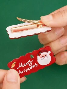 5 件/套可爱圣诞发夹 - PVC 节日发饰带有圣诞老人、驯鹿和雪人等卡通元素设计，适合青少年和成人 - 彩色 - 查看 3