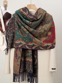1 chiếc khăn choàng Jacquard Paisley dày cho nữ, khăn choàng Pashmina phong cách Boho/khăn choàng, khăn choàng ấm áp và thời trang cho mùa thu và mùa đông sử dụng hàng ngày Phụ kiện Abaya - Nhiều màu - Xem 1