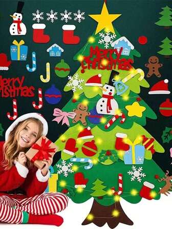 1set Felt Christmas Tree Pendant DIY 3d Wall Mounted Christmas Tree Decoration Suitable As A Decoration Prop For Christmas Gifts And New Year Home Decoration Birthday Christmas Decorations Winter Room Decor Christmas Decorations Home Christmas Gifts Christmas Decor