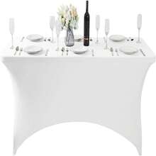 1 khăn trải bàn bằng Polyester, khăn trải bàn đàn hồi đa năng thích hợp cho các bữa tiệc, tiệc chiêu đãi, đám cưới và sự kiện - Màu trắng - Nhiều màu - Xem 3