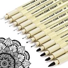 6/9/12pcs Drawing Pen Set With Black Ink, Fine Liner Pens Suitable For Sketching, Cartoon Drawing, Art Painting Back To School