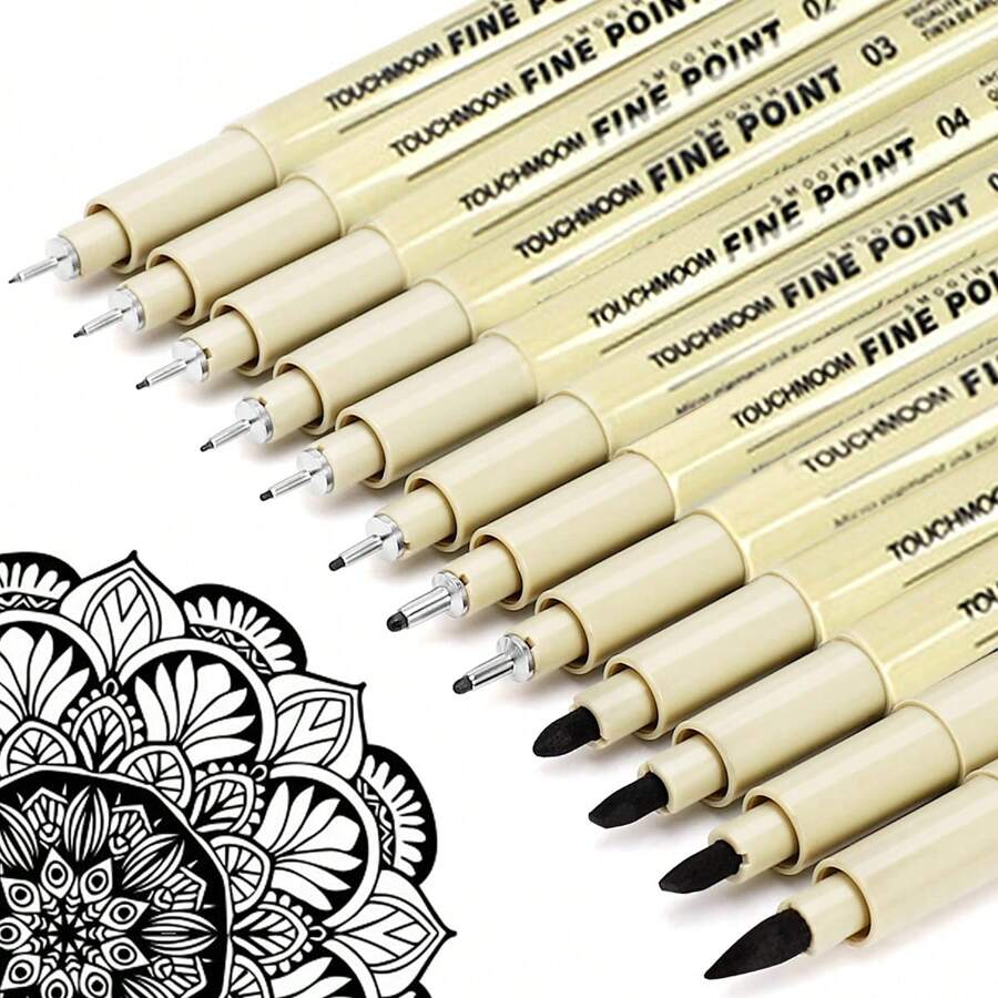 6/9/12pcs Drawing Pen Set With Black Ink, Fine Liner Pens Suitable For Sketching, Cartoon Drawing, Art Painting Back To School