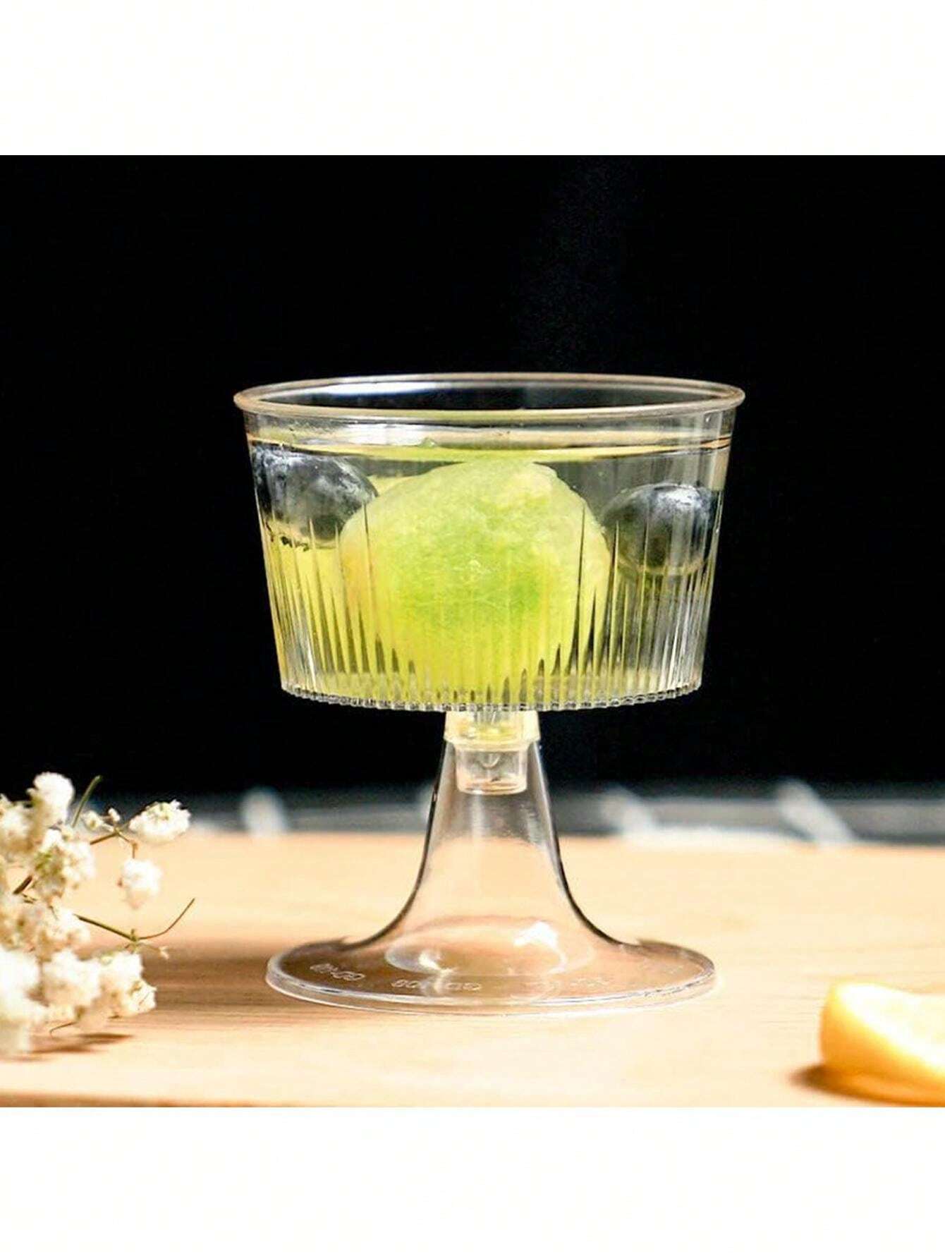 25pcs Elegant Striped Plastic Martini Glasses, Shatterproof Plastic