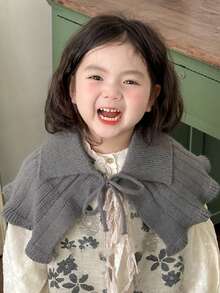 Khăn choàng len đan cho trẻ em, phong cách mới 2024 thời trang Hàn Quốc ấm áp chống gió cho trẻ em mùa thu/đông - Khăn choàng dệt kim có dây rút xù màu trơn - Xem 6