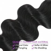 BINF Body Wave 8Pcs Clip In Human Hair Extensions With 18 Clips Brazilian 120g/Set Virgin Hair Clip Ins Human Hair Extensions For Women 8-24 Inches  Soft Feel Hair Natural Color - Natural Black - 查看 10