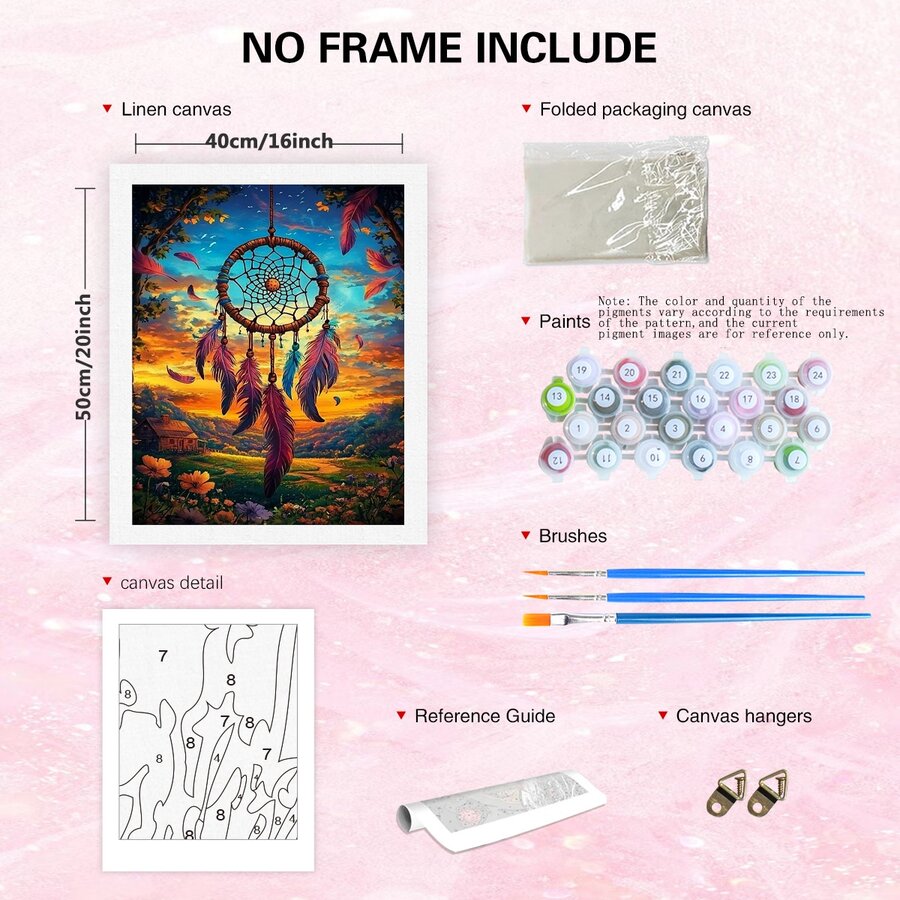 1pc Paint By Numbers For Adults Feather Acrylic Drawing Canvas Painting