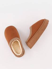 Personalised Custom Pattern Logo Fluffy Winter Fur Slippers For Women Lady - Brown - View 5