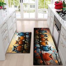 1 件装可爱猫头鹰树图案防滑耐用门垫，装饰地垫，适用于客厅、卧室、室内、厨房 - 彩色 - 查看 8