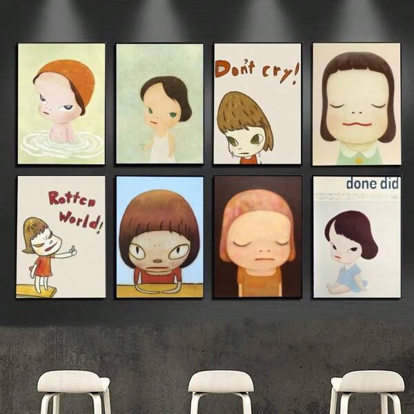 1pc YOSHITOMO NARA Poster Frameless Club Bar Paper Retro Poster Wall Art Painting Bedroom Learning Frameless, Canvas Gifts Birthday Graduation