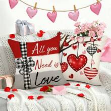 4PCS Valentine's Day Pillowcase Love Mood Valentine's Day Pillow Decoration Cushion Cover Valentine's Day Decoration, One Side Without Pillow Core - C - View 6