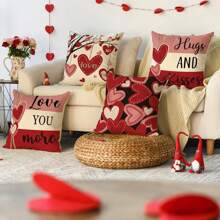 4PCS Valentine's Day Pillowcase Love Mood Valentine's Day Pillow Decoration Cushion Cover Valentine's Day Decoration, One Side Without Pillow Core - C - View 4