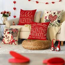 4PCS Valentine's Day Pillowcase Love Mood Valentine's Day Pillow Decoration Cushion Cover Valentine's Day Decoration, One Side Without Pillow Core - C - View 9