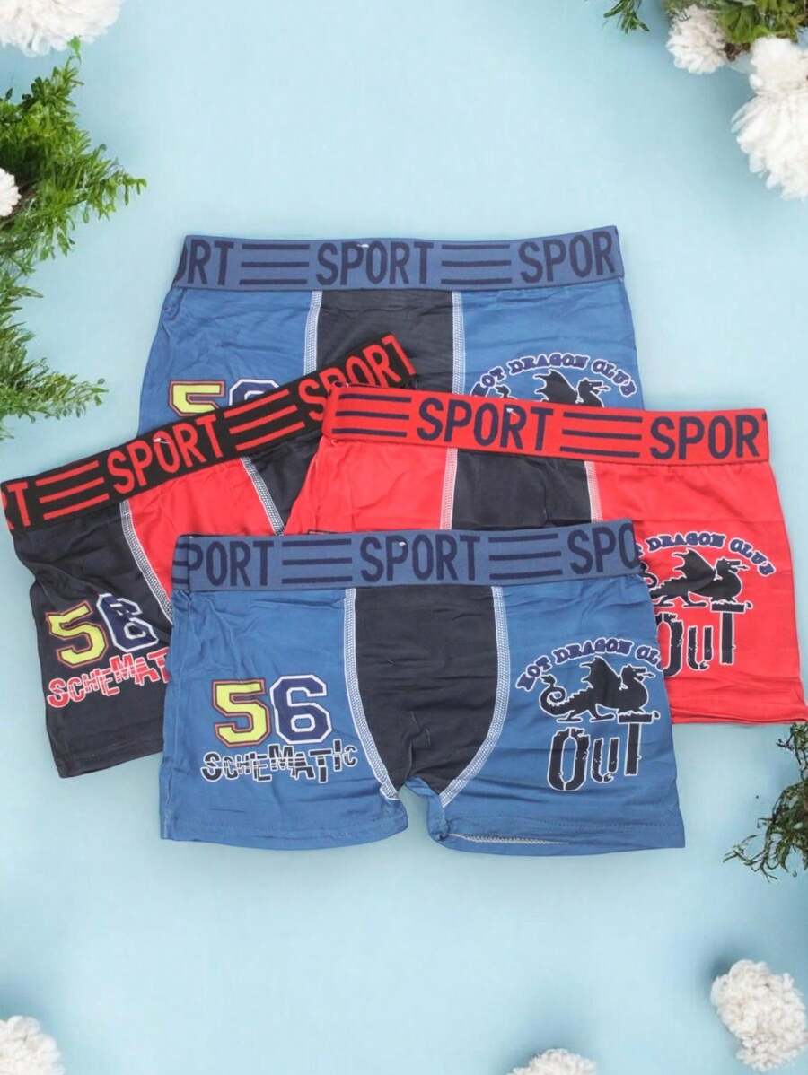 Set Of 6 Boxers For Boys, Dragon Design, Multicoloured, Soft, Light And Comfortable. - Multicolor - View 1