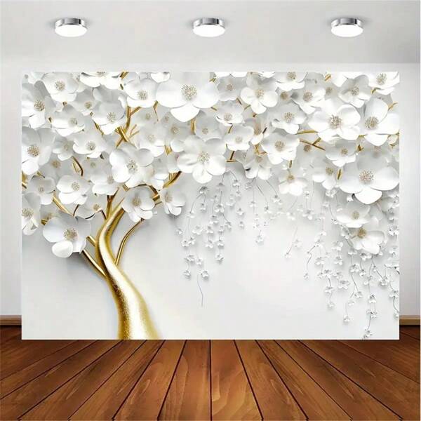 Fondo fotográfico abstracto con pétalos blancos, decoración para bodas, compromiso, fiestas de cumpleaños, mesa de pastel, accesorios para cabina de fotos, suministros para fiestas, decoración de pancarta de cumpleaños