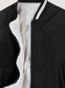 Tween-Jungen 1 Stück Stehkragen Einfarbig Lässig Locker Verdickt Thermo Gefüttert Sportjacke Mantel, Herbst/Winter