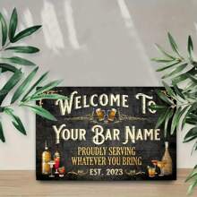 1 pezzo Insegna da bar in legno nero vintage personalizzata con testo personalizzato, design rustico - Decorazione per locale Hideaway, regalo ideale per uomini, 8x12 pollici