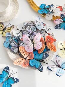 10pcs/Set Multicolor Artificial Flowers Silk Butterfly Plastic Butterfly Bridal Bouquet Valentine's Day Fake Plants Wedding Decoration DIY Wreath Material, Bride Holding Wrist Flower Decoration Accessories, Wedding Car Decoration, Lintel Arch Decoration, Home, Dining Room, Bedroom, Vase Decoration, Birthday Party Decoration Materials New Year Gifts, Valentine's Day, Gift - Multicolor - View 7