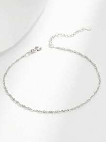 1PC S925 Sterling Silver Water Wave Chain Ankle Chain For Women, Perfect For Daily Wear Send To Mother, Send To Sisters, Send To Girlfriend, Christmas Gift