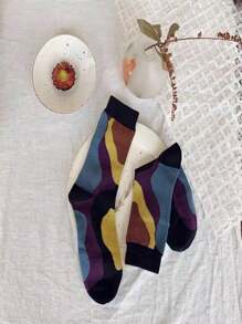 3 Pairs Of Korean New Spring And Summer Vintage Texture Mid-Tube Socks Fashion Street Shot Morandi Color Matching Mid-Tube Socks Woman