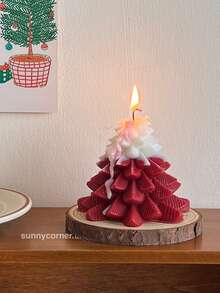 1 件雪顶松树香薰蜡烛装饰圣诞氛围场景装饰、房间装饰、礼物 - 彩色 - 查看 3