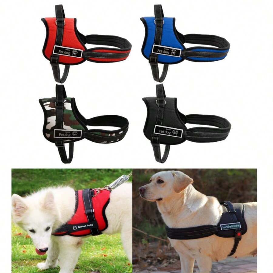 Reinforced Rope Guide Kit Shock Absorbing Spring + Super Resistant Harness Collar For Large And Medium-Sized Dogs Reinforced Safety Lock Pet Adjustment Dog Walking - xanh quân đội - Xem 1