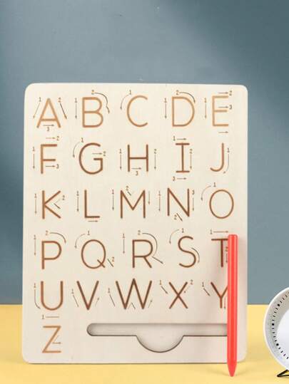Double Sided Groove Wooden Letter Writing Board Blind Writing Trajectory Training Board - Tracking Board - Easily And Quickly Learn To Write ABC! Alphabet Writing Board