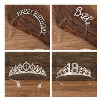 简约时尚生日派对婚纱皇冠头饰，18岁生日公主皇冠礼物万圣节